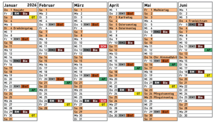 Abfall Kalender 2026 Brigach 1. Halbjahr